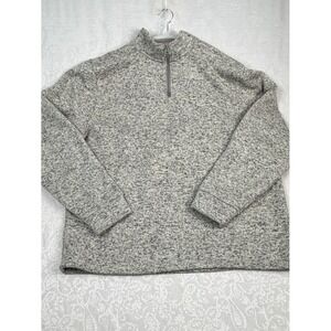 Lucky Brand Men's XXL Gray Marled 1/4 Zip Pullover Sweater Mock Neck Long Sleeve